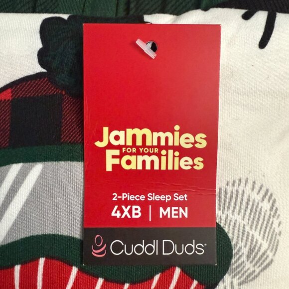 Cuddl Duds Pajamas Papa Bear Jammies Green and Black Check Size 4XB - Picture 4 of 7